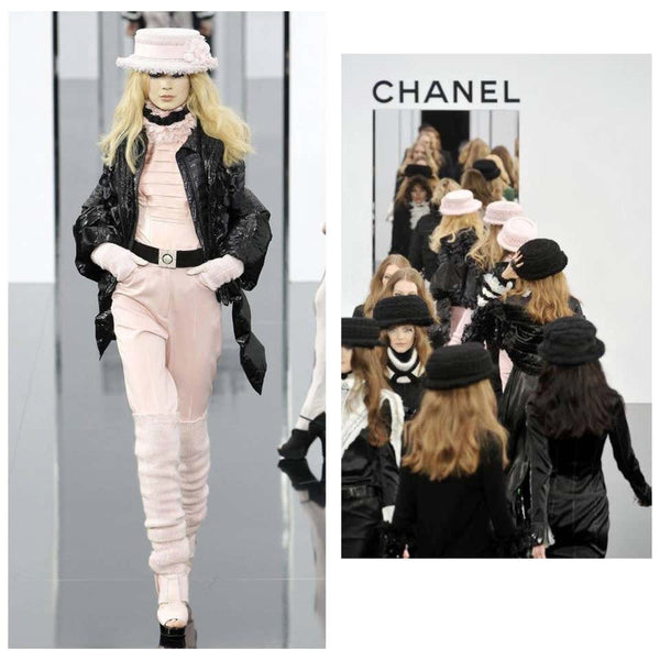 Chanel Pink Tweed Grosgrain Bow Trim Runway Chapeaux Hat