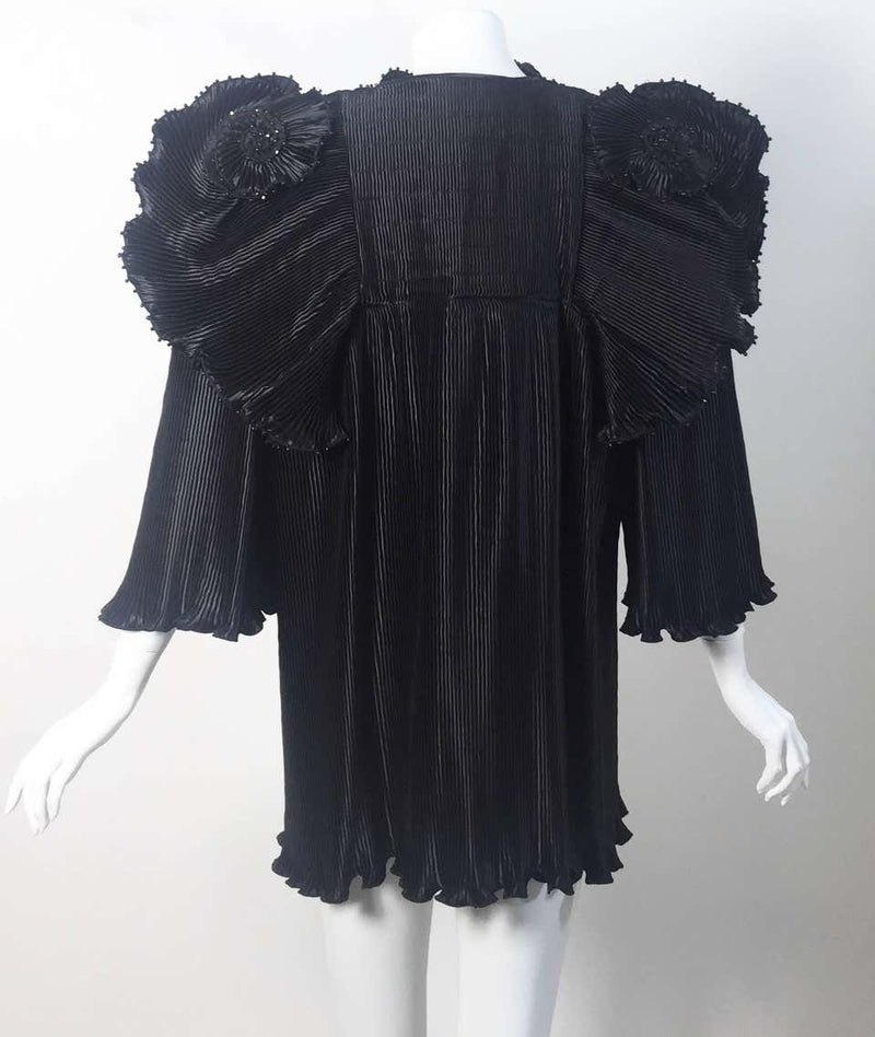 1970s Zandra Rhodes Black Pleated Sculpted Jacket