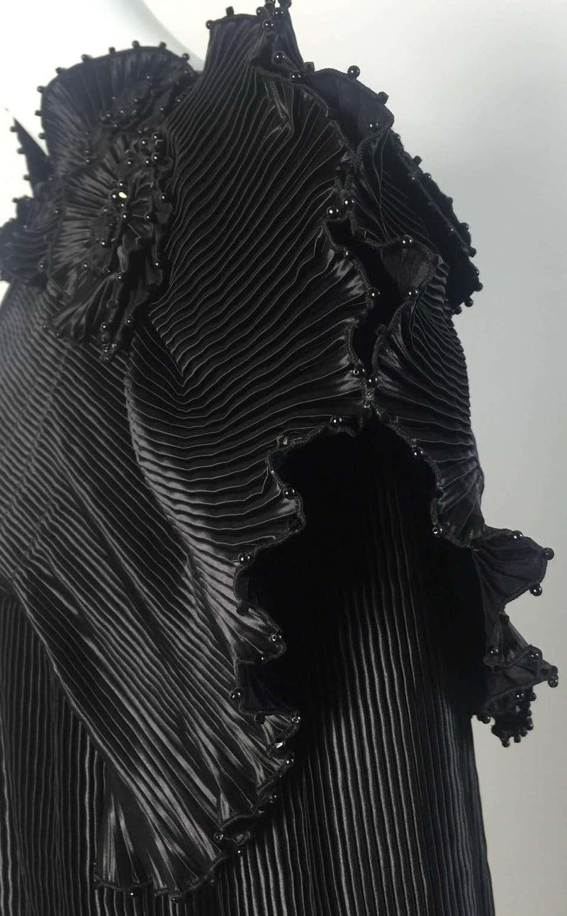1970s Zandra Rhodes Black Pleated Sculpted Jacket