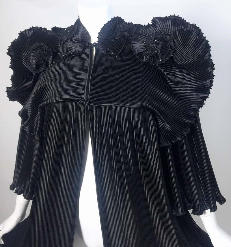 1970s Zandra Rhodes Black Pleated Sculpted Jacket