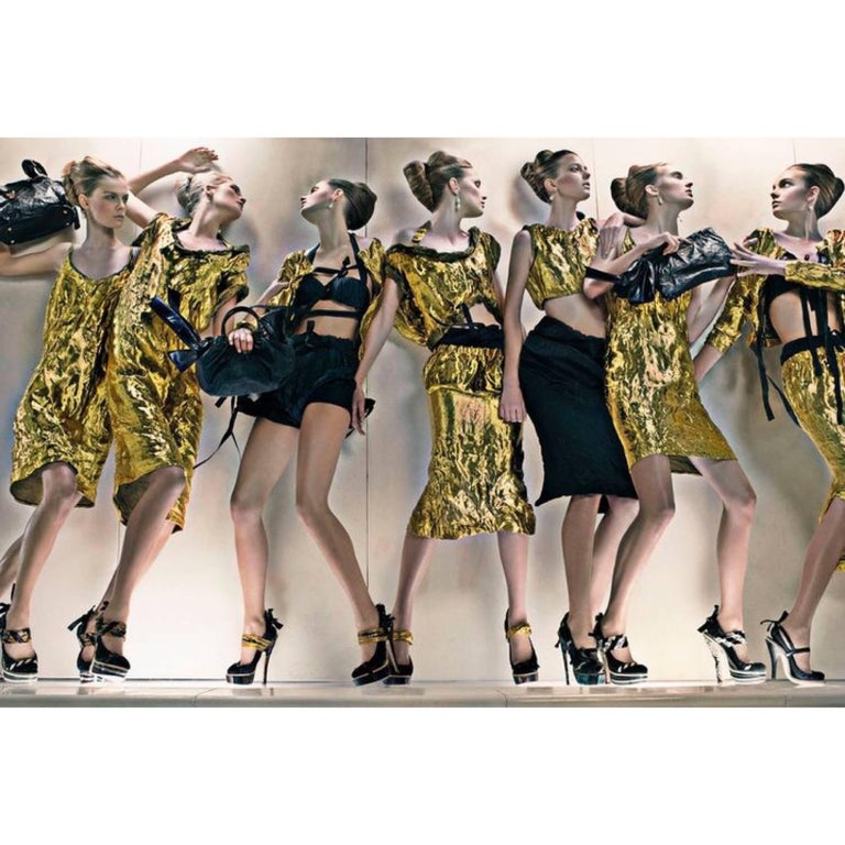 Prada Spring 2009 Gold Metal and Silk Sleeveless Cocktail Dress Runway