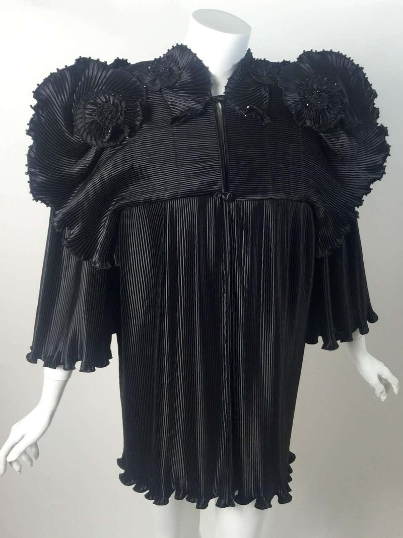 1970s Zandra Rhodes Black Pleated Sculpted Jacket