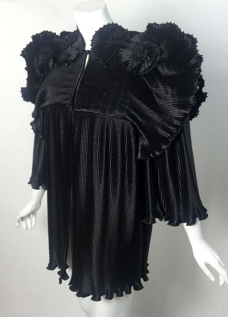 1970s Zandra Rhodes Black Pleated Sculpted Jacket