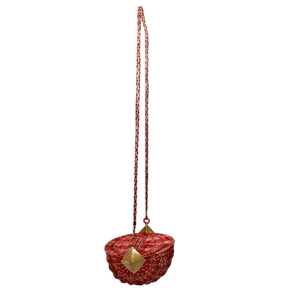 Vintage I. Magnin Lacquered Woven Raffia Italian Watermelon Basket Purse
