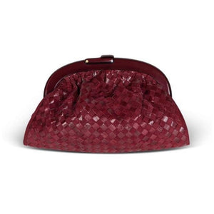 Bottega Veneta Burgundy Suede & Lizard Intrecciato Clutch Bag, 1980's