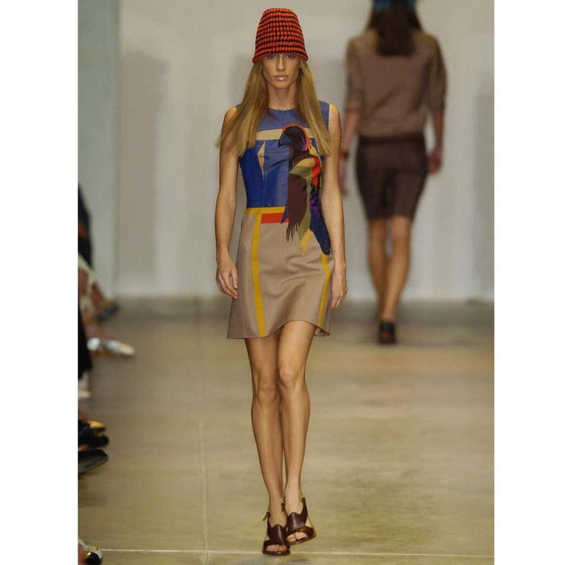 Prada Sleeveless Silk Mohair Parrot Applique Dress Runway, 2005