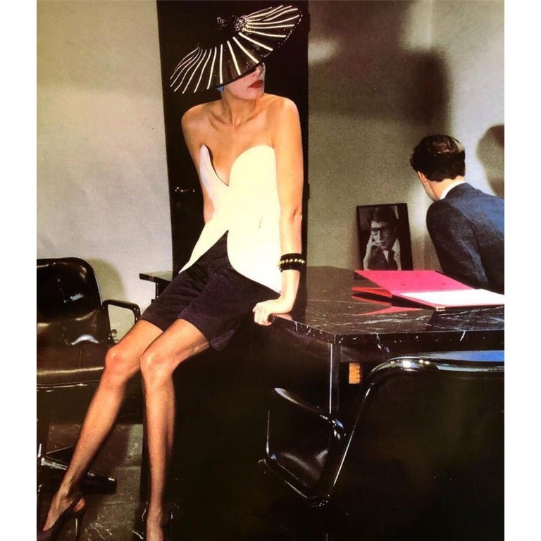 Yves Saint Laurent YSL Couture Collectors Black Rainbow Hat, 1980s