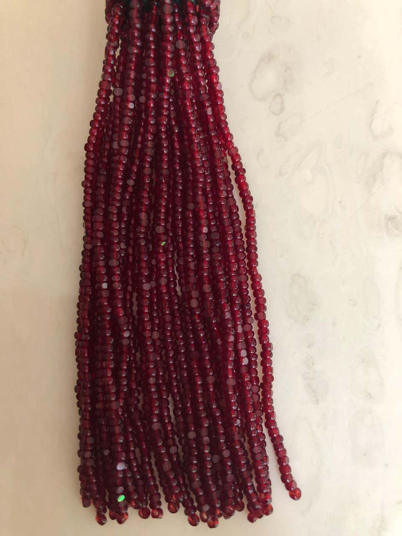 Oscar de la Renta Beaded Tassel Shoulder Duster Earrings, Garnet Red