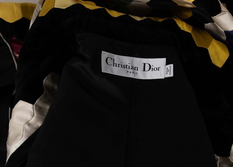 Christian Dior Multi Color Silk Velvet Patchwork Coat 2017