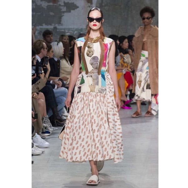 Marni Sculptural cotton Canvas Venus Print Dress Runway, 2019