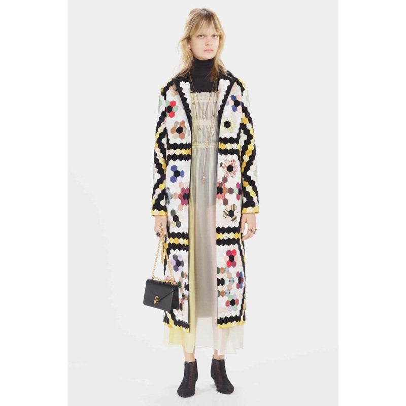 Christian Dior Multi Color Silk Velvet Patchwork Coat 2017