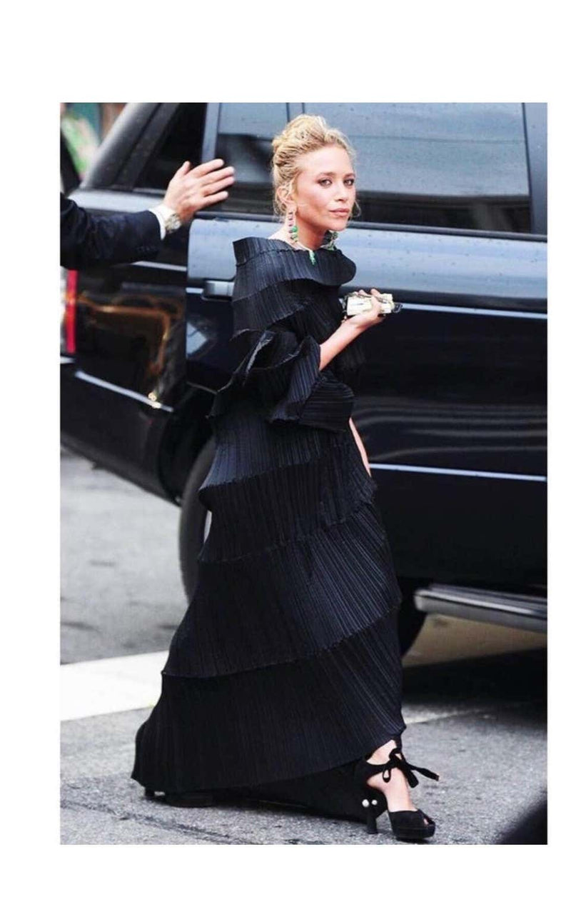 Issey Miyake Black Pleated Spiral Skirt, 1990s