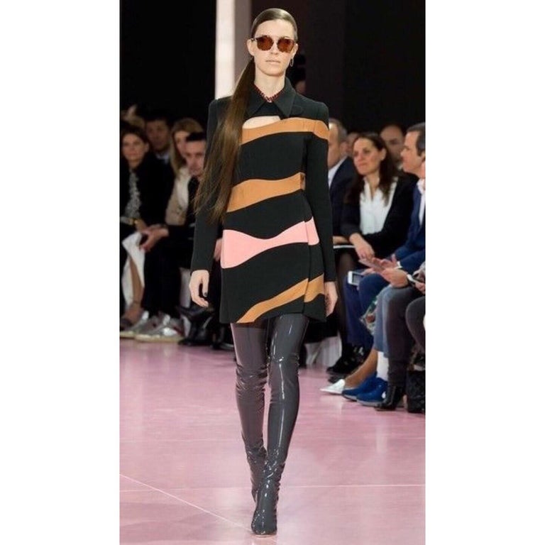 Christian Dior Abstract Stripe Coat Dress Runway Fall, 2015