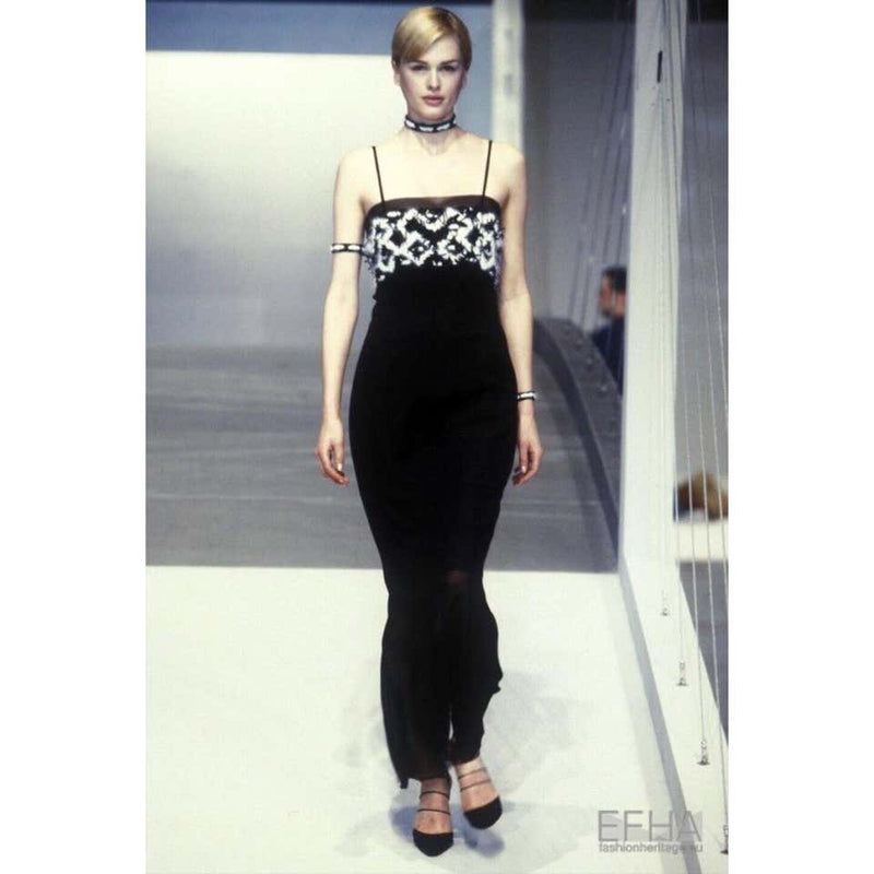 Chanel Black Silk White Mohair Embellished Slip Dress Runway, 1997 – Basha  Gold