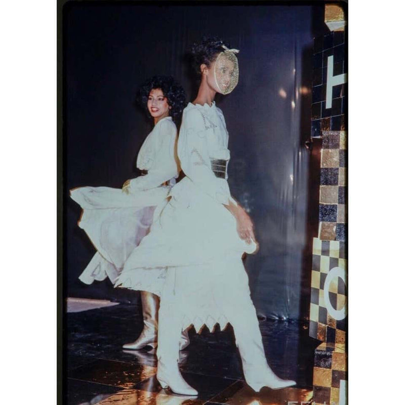 Chloe Karl Lagerfeld Ivory Silk Ebroidered Dress, 1981