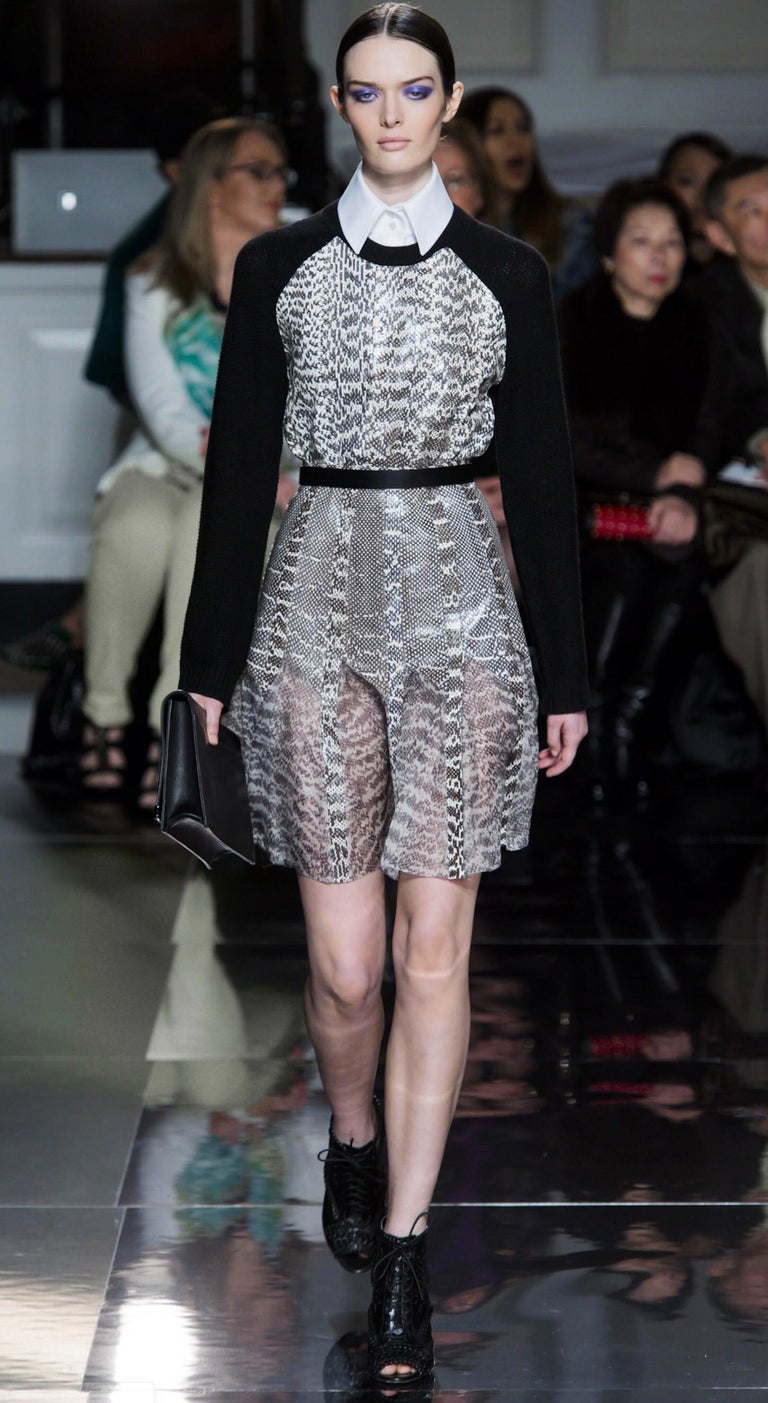 Jason Wu Black Wool Snakeskin Crew Neck Sweater, 2013