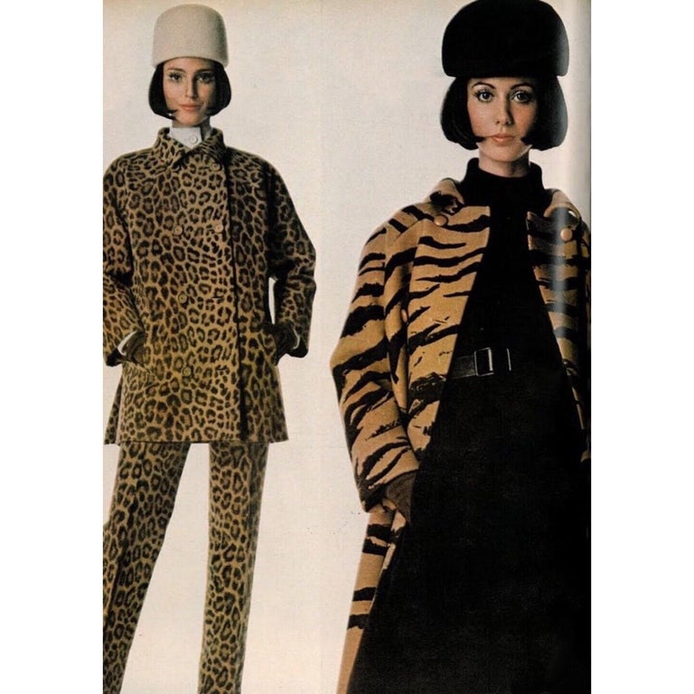 Hubert de Givenchy Haute Couture Coat Tiger Print Coat, Vogue Documented 1969