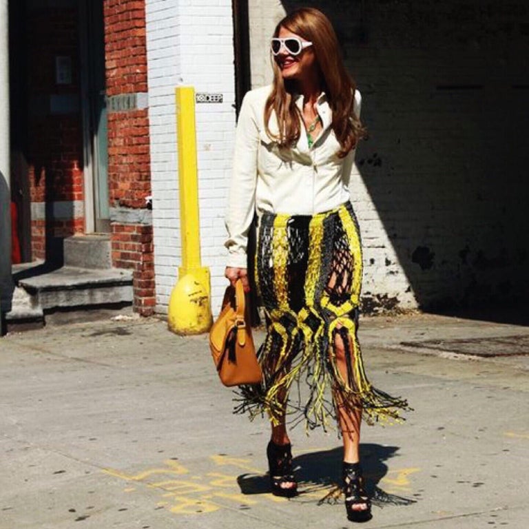 Proenza Schouler Green Turquoise Macrame Fringe Skirt, 2011