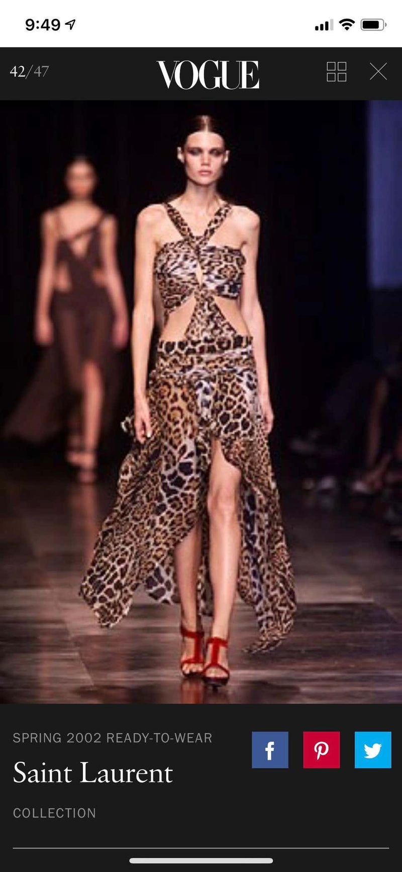 Yves Saint Laurent by Tom Ford Silk Leopard Cut Out Maxi Dress YSL, 2002