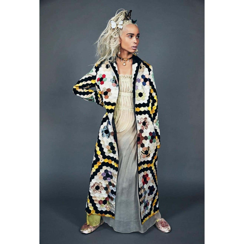 Christian Dior Multi Color Silk Velvet Patchwork Coat 2017