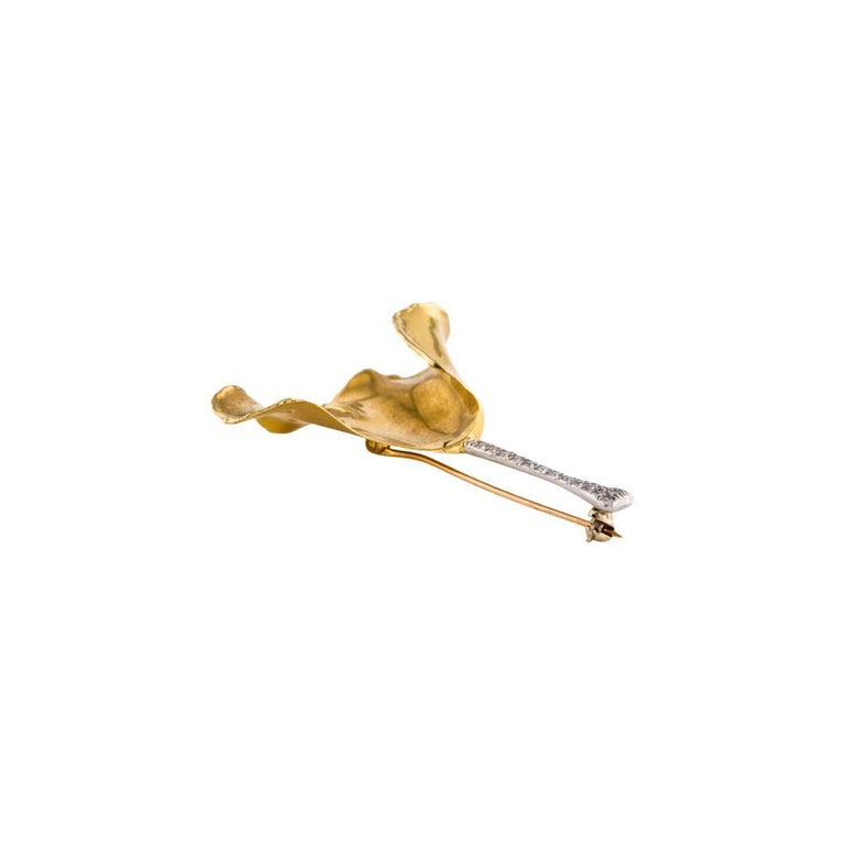 Tiffany & Co. Angela Cummings Gold Diamond Platinum Ginko Leaf Brooch