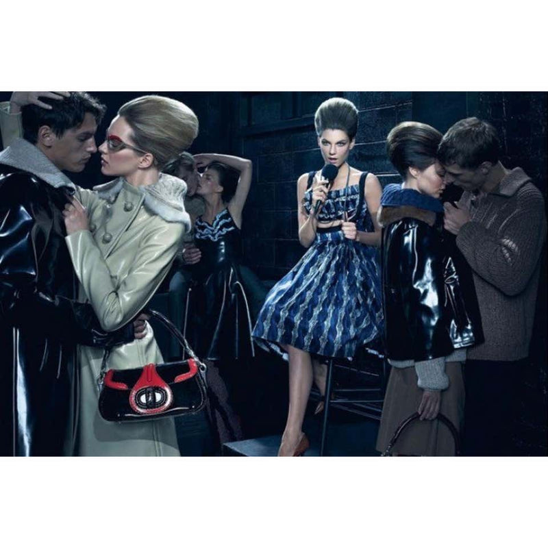 Prada Silk Cable Knit Blue Black Printed Cut Out Dress Runway Fall 2010