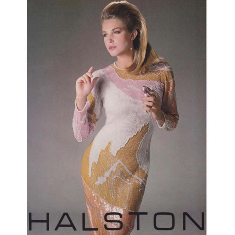 Halston Couture Sequin Pearl Beaded Sunset Colors Dress Documented, 19 Basha Gold Halston Couture Sequin Pearl Beaded Sunset Colors Dress Documented, 19 Basha Gold