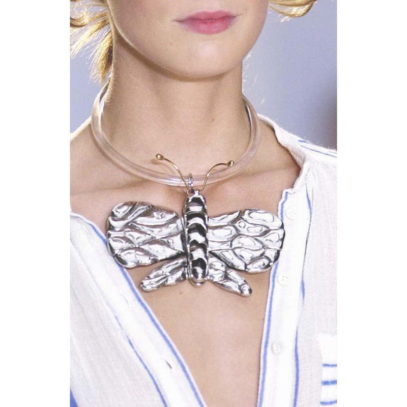 Chloè Lucite Silver Butterfly Collar Necklace, 2004