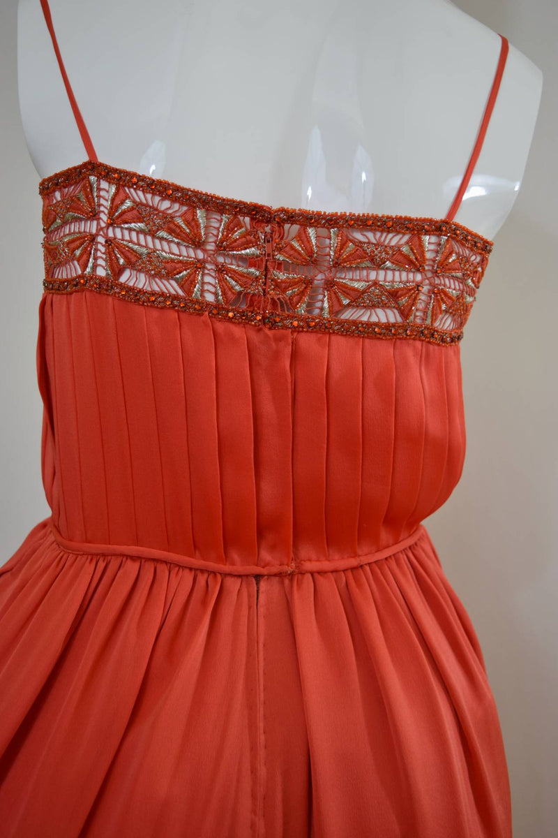 Orange Palazzo Pant Jumpsuit with Shawl 1960s