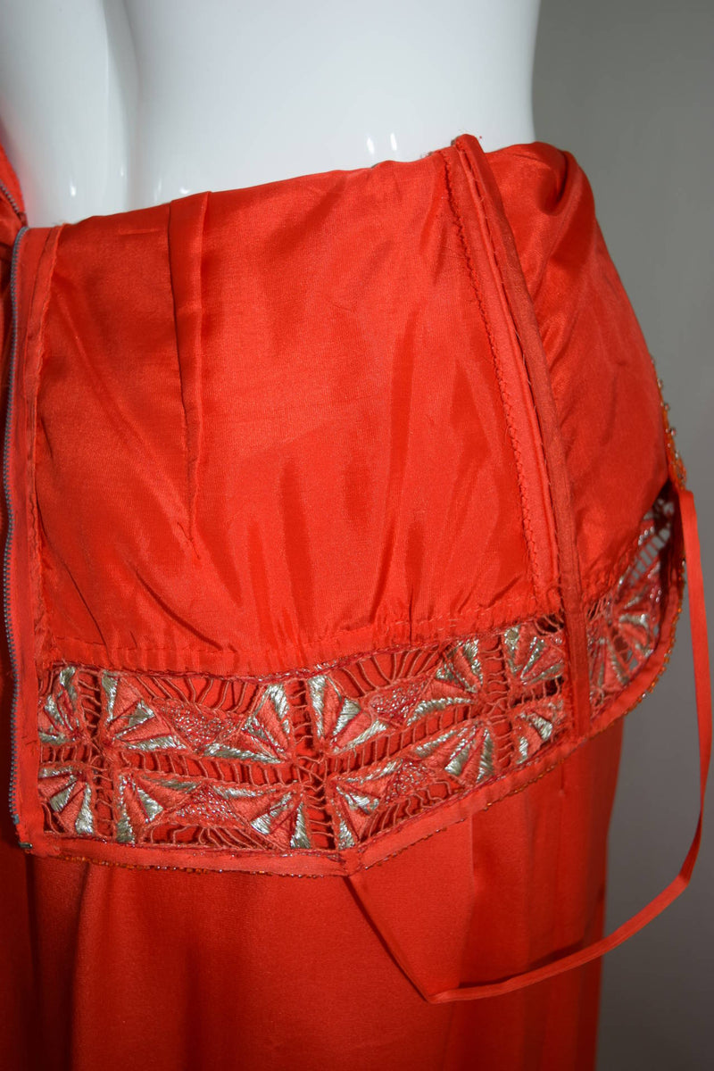 Orange Palazzo Pant Jumpsuit with Shawl 1960s