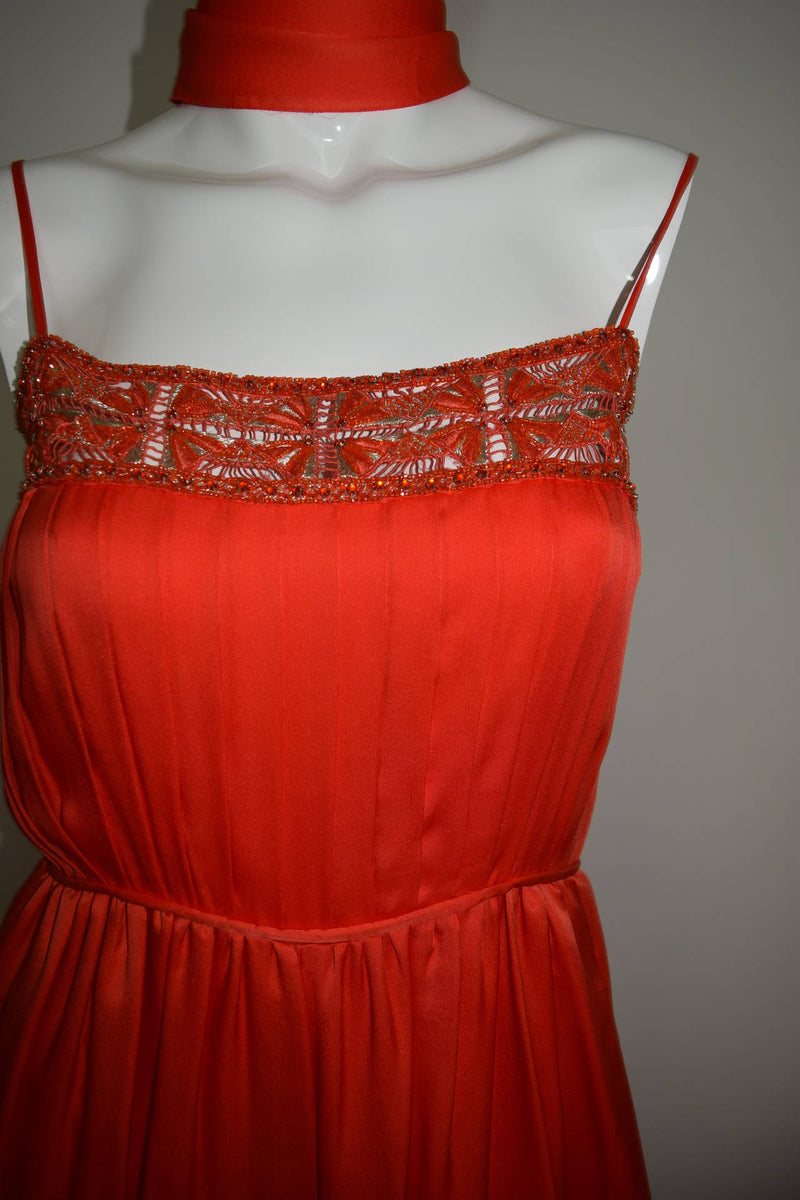 Orange Palazzo Pant Jumpsuit with Shawl 1960s