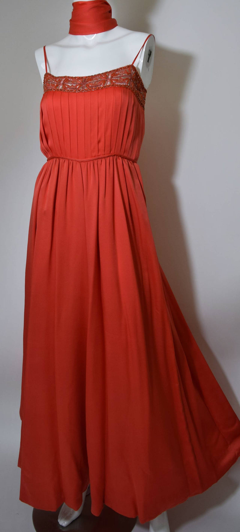 Orange Palazzo Pant Jumpsuit with Shawl 1960s