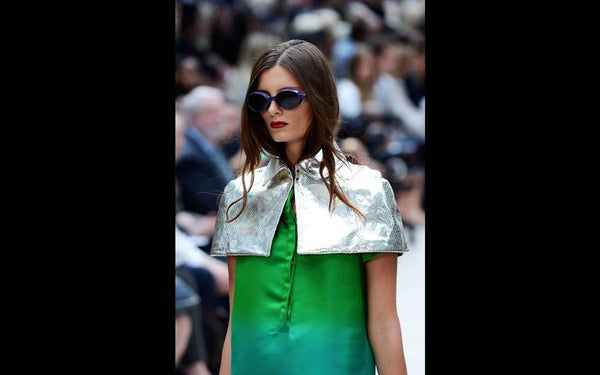 Burberry Cropped Silver metallic Python Cape Spring 2013 Runway