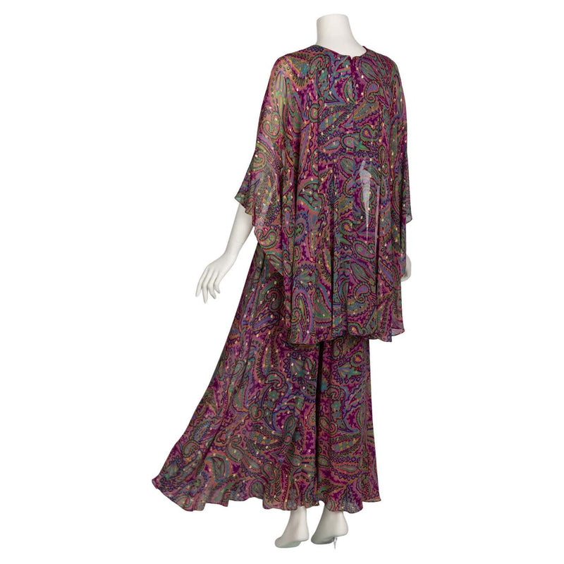 Oscar de La Renta Paisley Print Palazzo Jumpsuit, 1970s