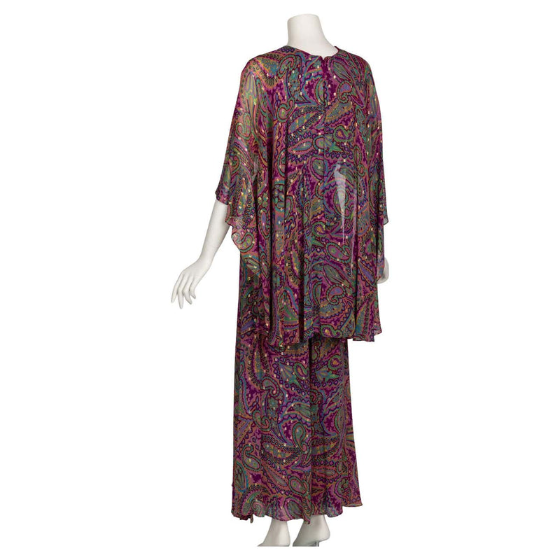 Oscar de La Renta Paisley Print Palazzo Jumpsuit, 1970s