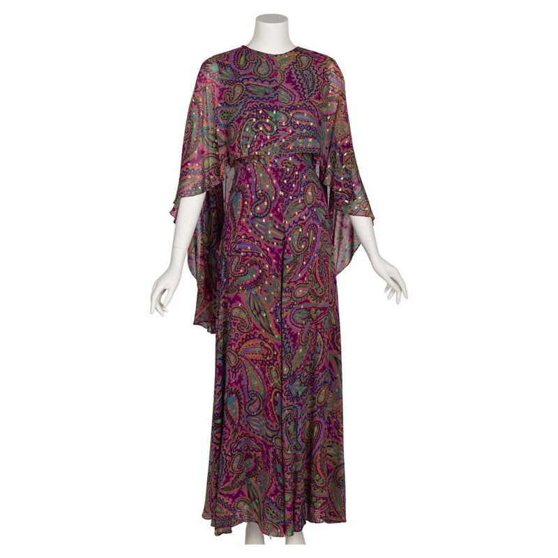 Oscar de La Renta Paisley Print Palazzo Jumpsuit, 1970s