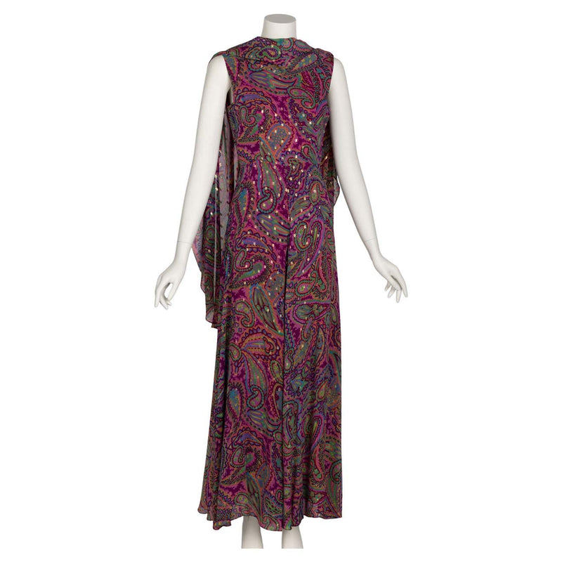 Oscar de La Renta Paisley Print Palazzo Jumpsuit, 1970s