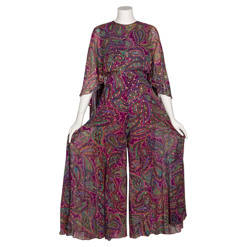 Oscar de La Renta Paisley Print Palazzo Jumpsuit, 1970s