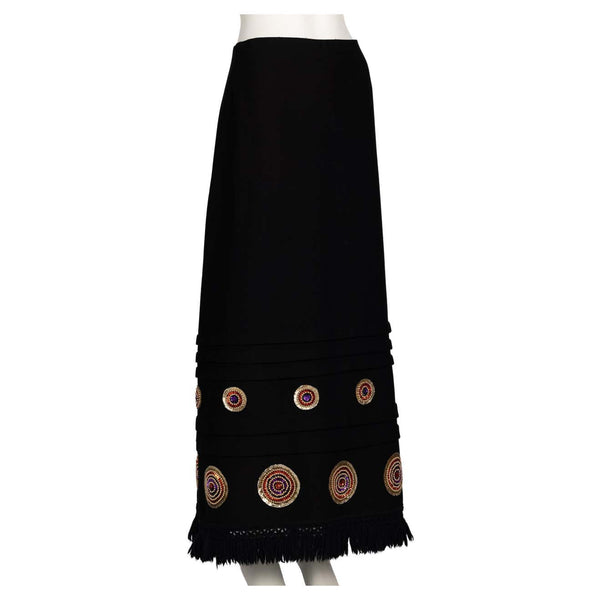Vintage Lanvin Jules-Francois Crahay Sequin Gold Beaded Fringe Skirt, 1970s