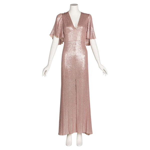 Temperley London Pastel Pink Sequin Satin Cut Out Back Gown, Resort 2017