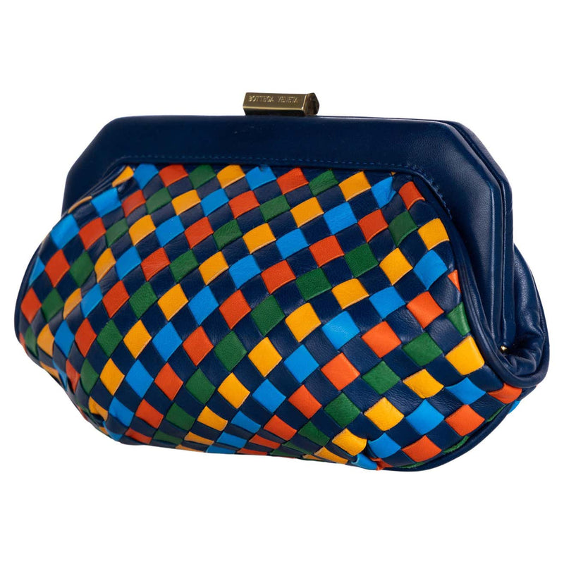 Vintage Bottega Veneta Intrecciato Leather Harlequin Clutch