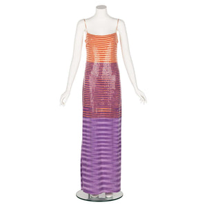 Missoni Purple Pink Sequined Maxi Slip Dress, S/S 1997 Documented