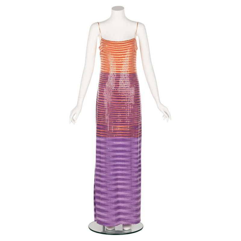 Missoni Purple Pink Sequined Maxi Slip Dress, S/S 1997 Documented