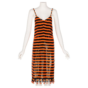 Prada Orange Black Sequin Flapper Dress S/S 2011 Beijing