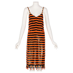 Prada Orange Black Sequin Flapper Dress S/S 2011 Beijing Limited Edition