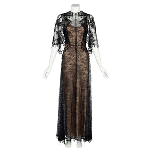 Givenchy Tisci Black Beaded Chantilly Lace Capelet Gown Pre-Fall 2017
