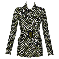 Prada F/W 2012 Geometric Print Crystal & Plexi Embellished Belted Jacket