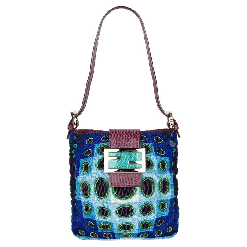 Vintage Rare Fendi Victor Vasarely Lizard Trim Mini Bag, 1990s